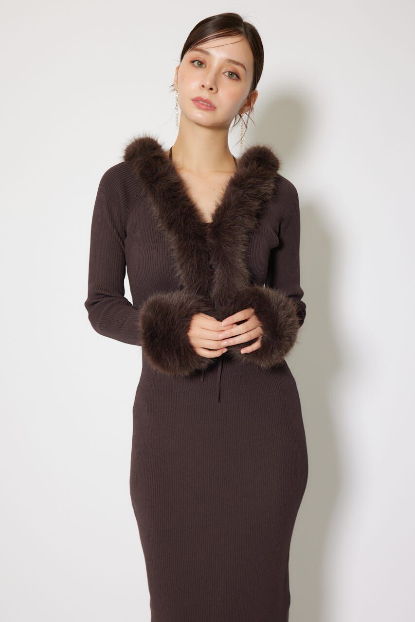 rienda「フェイクファーレディーニットワンピース」|ワンピース|