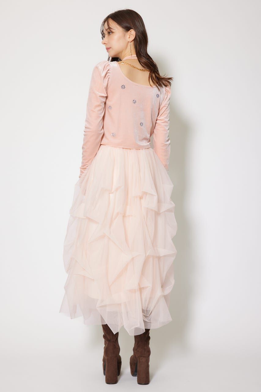 rienda「チョーカーセットフラワービジューベロアトップス」|Tシャツ・カットソー|