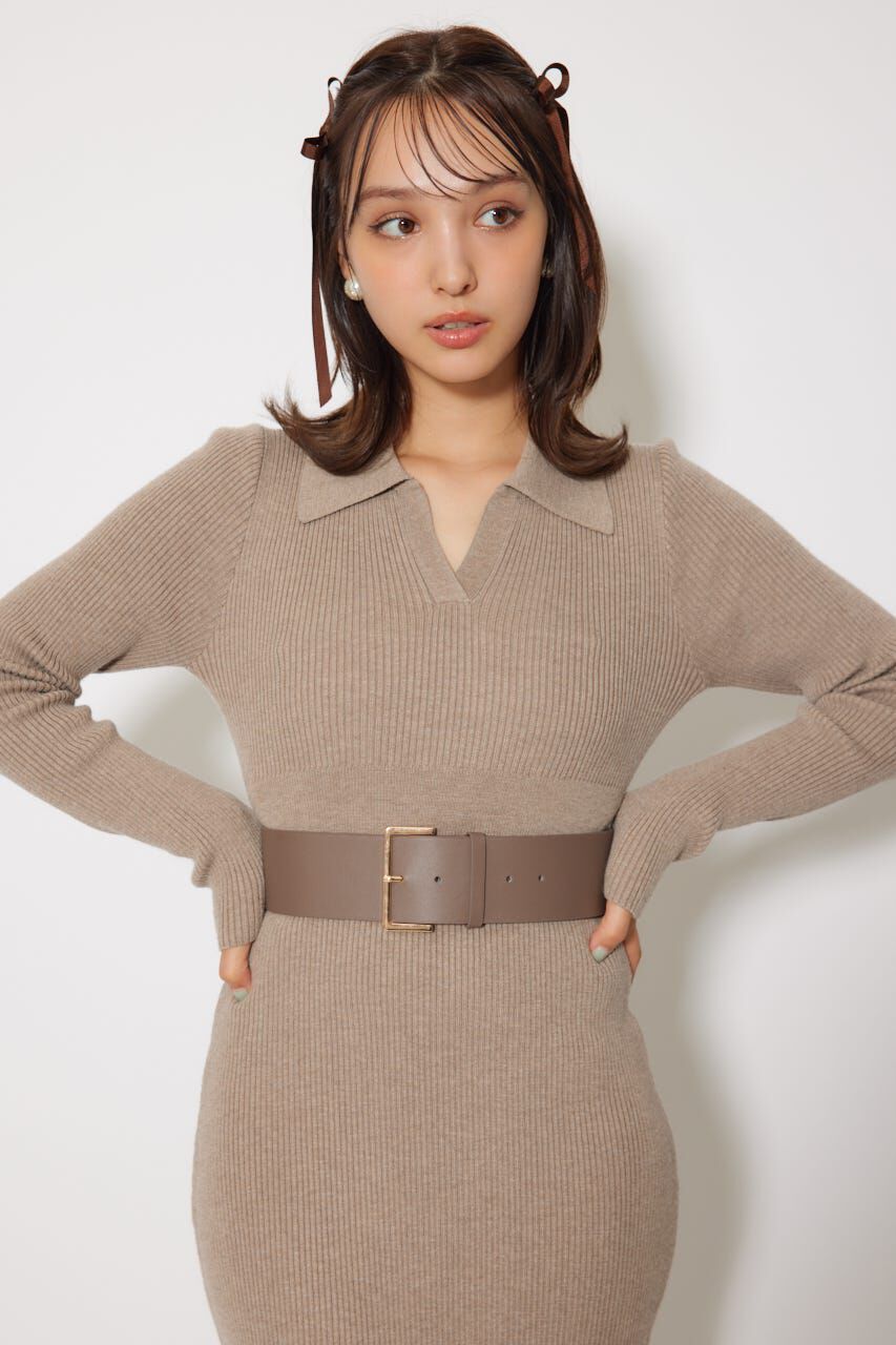 rienda「スキッパーニットワンピース」|ワンピース|