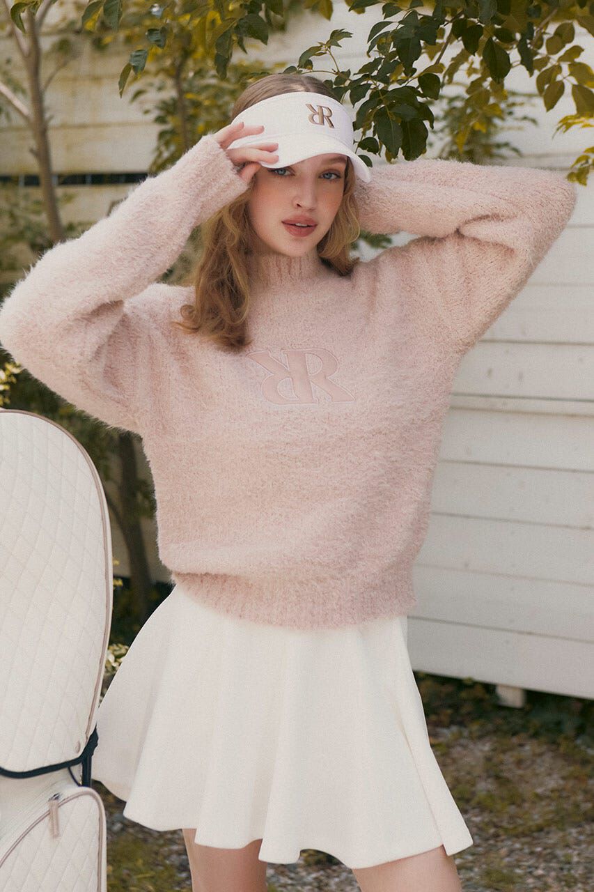 rienda「フェイクレザーロゴシャギーニットトップス」|ニット・セーター|PNK