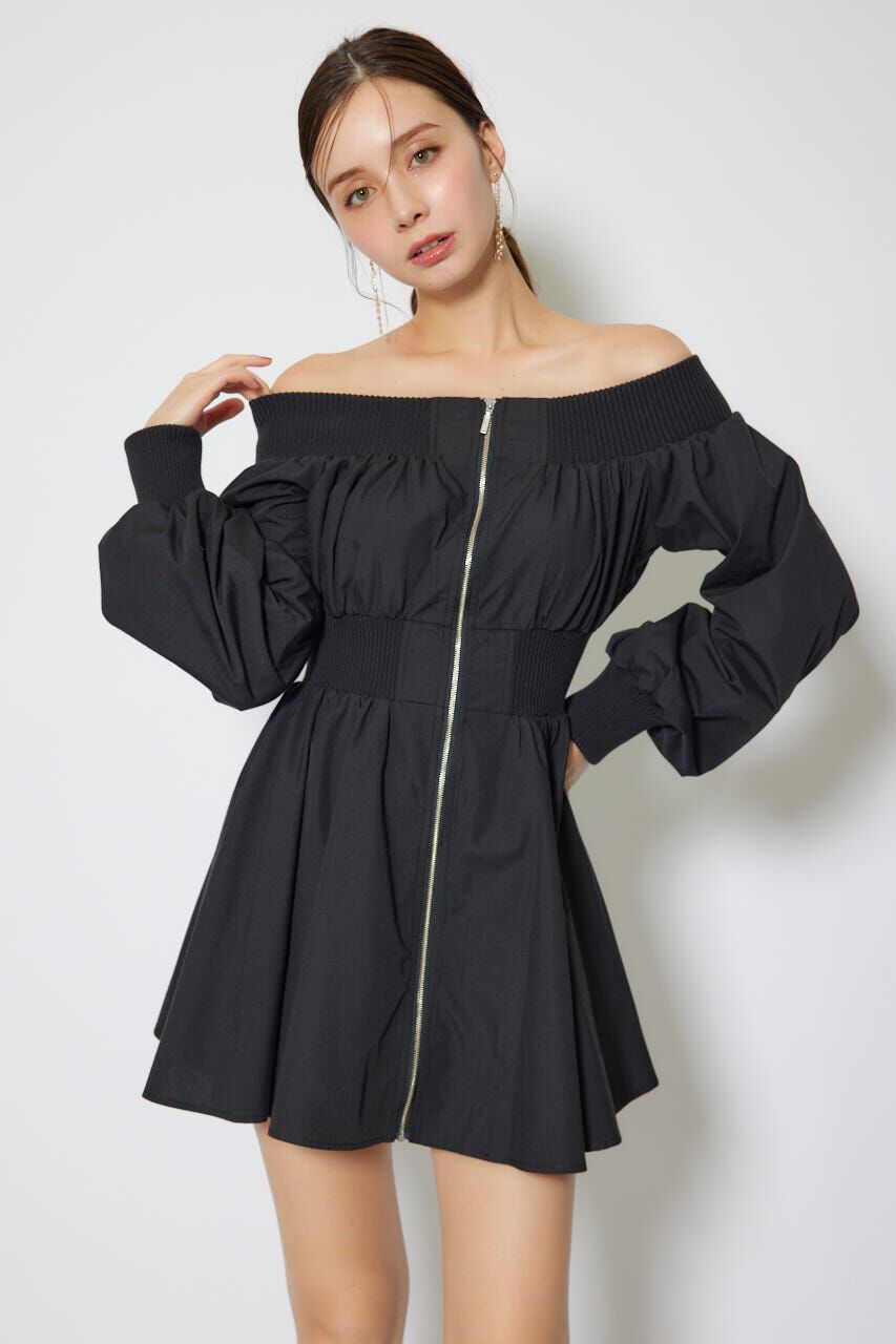 rienda「MA-1オフショルロングスリーブミニワンピース」|ワンピース|