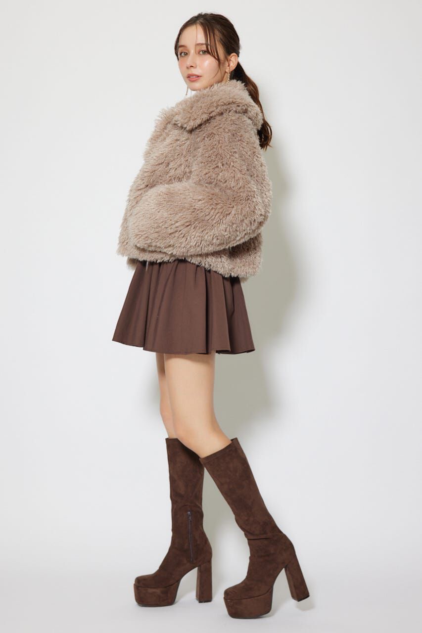 rienda「ショート丈フェイクプードルファーブルゾン」|ブルゾン・スタジャン|