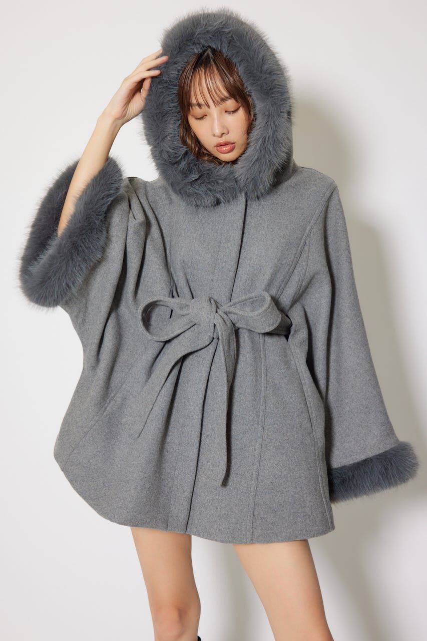 rienda「ウールMIXフードポンチョコート」|その他|