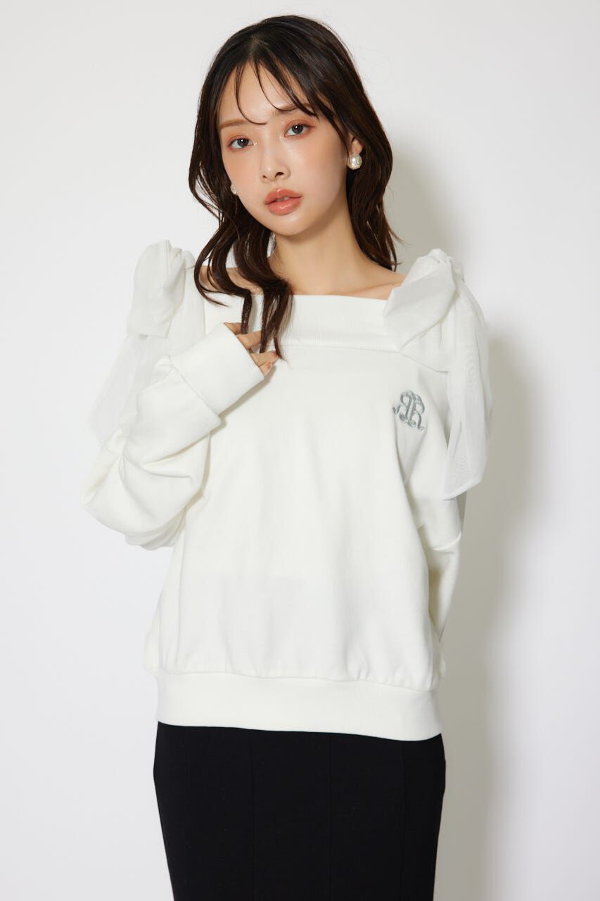 rienda「2WAYチュールオフショルスウェットトップス」|Tシャツ・カットソー|WHT