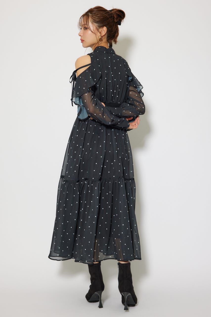 rienda「フリルスリーブニットドッキングワンピ」|ワンピース|