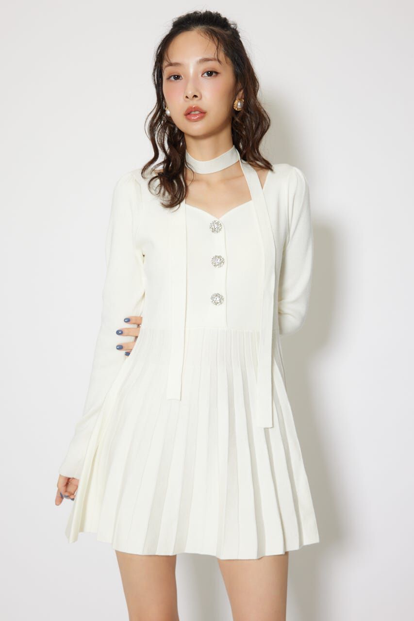 rienda「フロントビジュープリーツミニニットワンピース」|ワンピース|