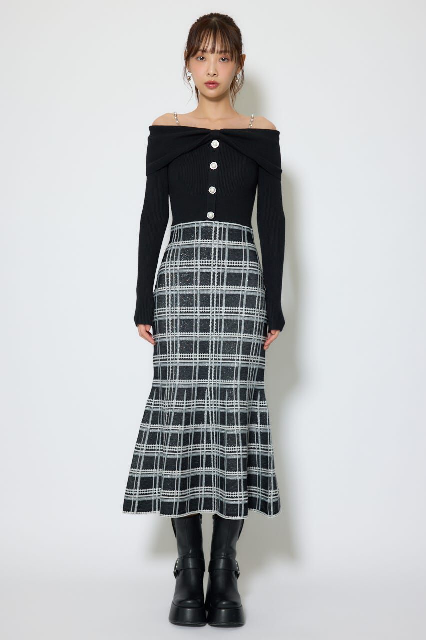 rienda「リボンデザインツイードニットワンピース」|ワンピース|