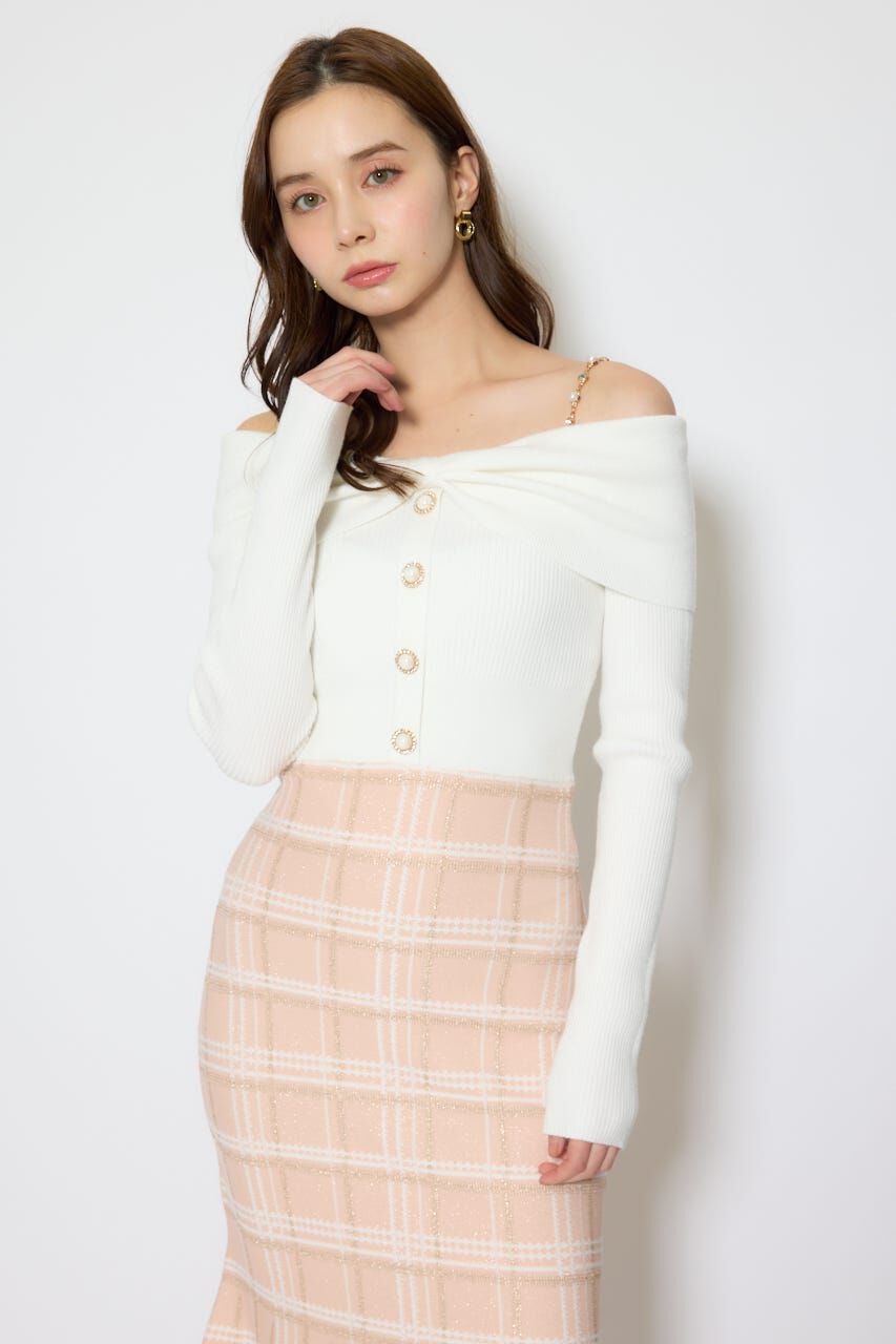 rienda「リボンデザインツイードニットワンピース」|ワンピース|