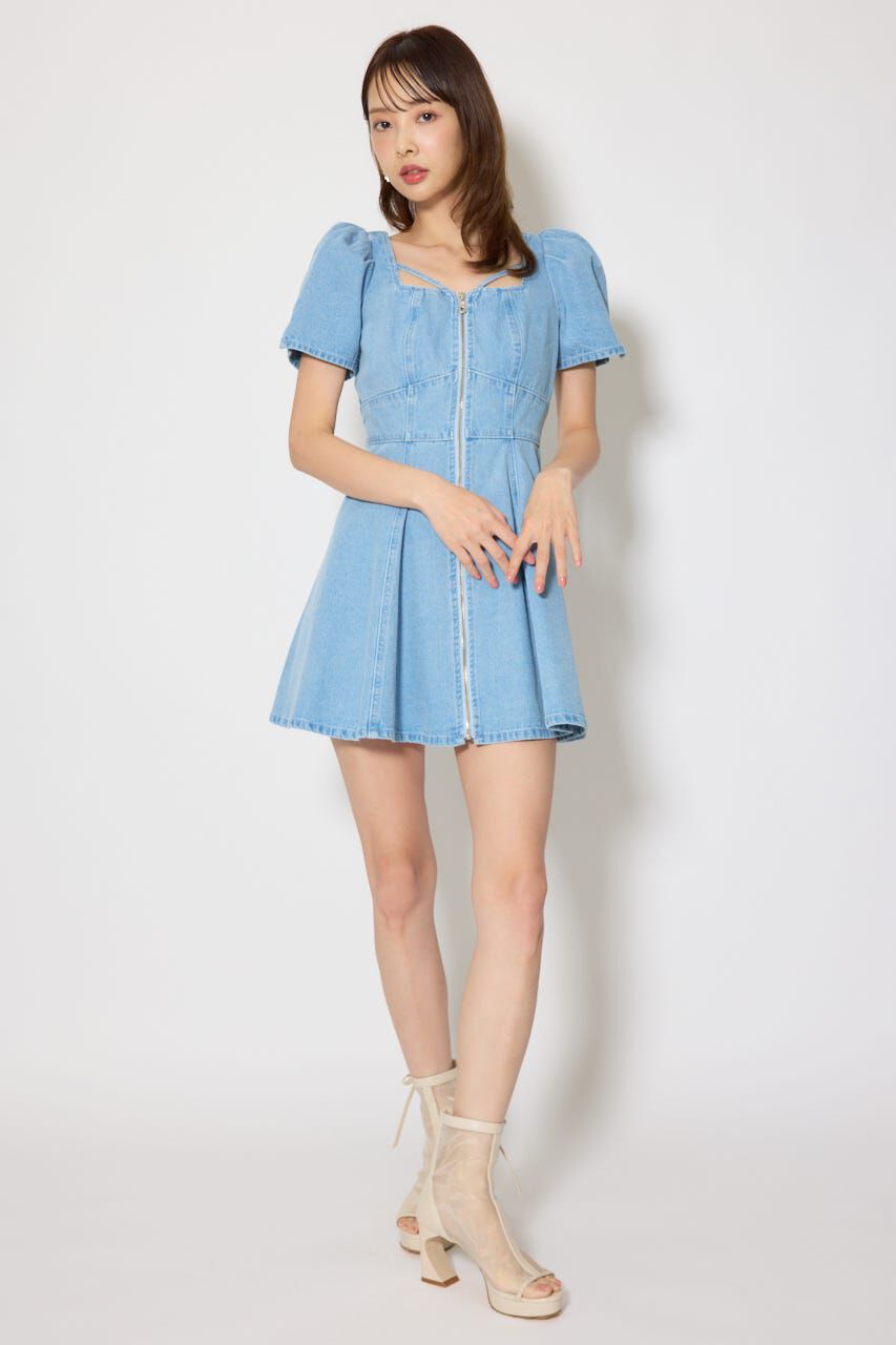 rienda「フロントジップマーメイドデニムミニワンピース」|ワンピース|