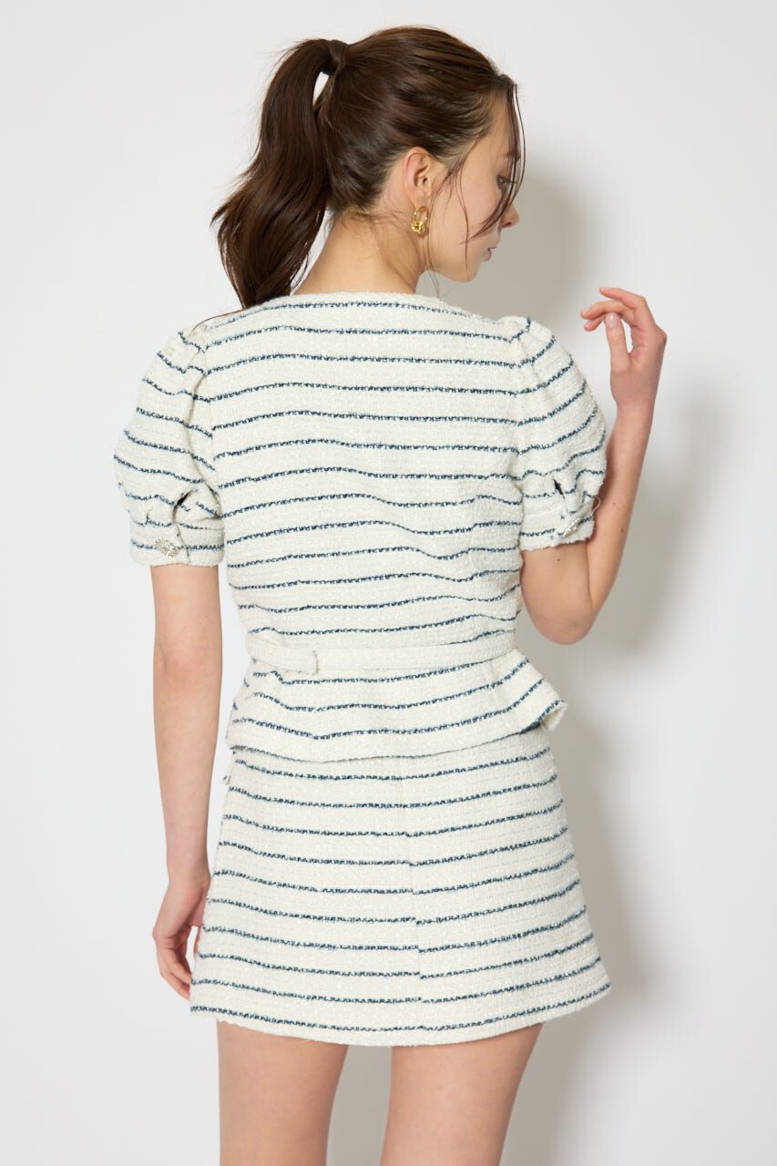 rienda「ノーカラーツイードペプラムジャケット」|その他|