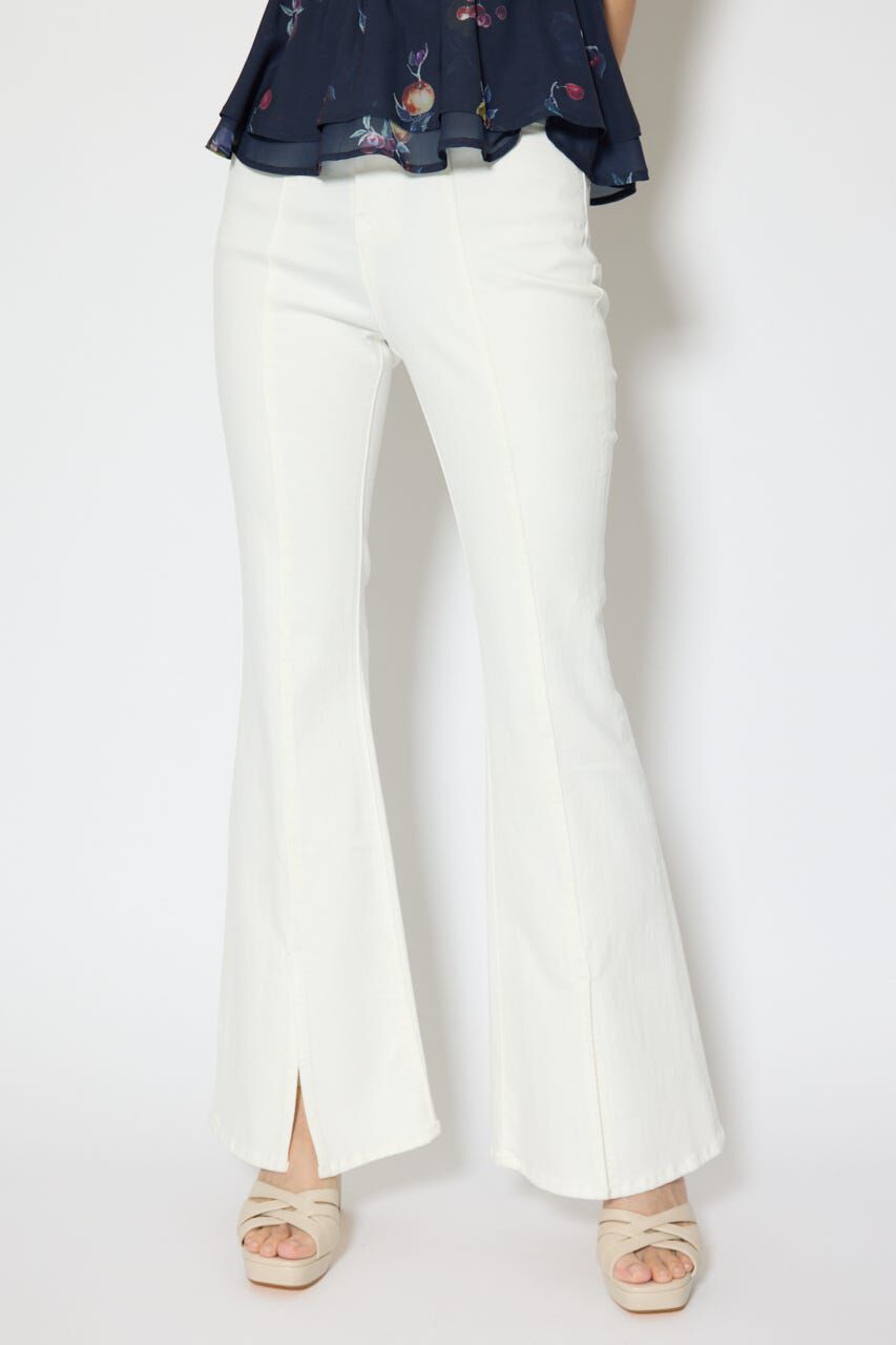 rienda「レースアップハイウエストデニムパンツ」|デニム|WHT