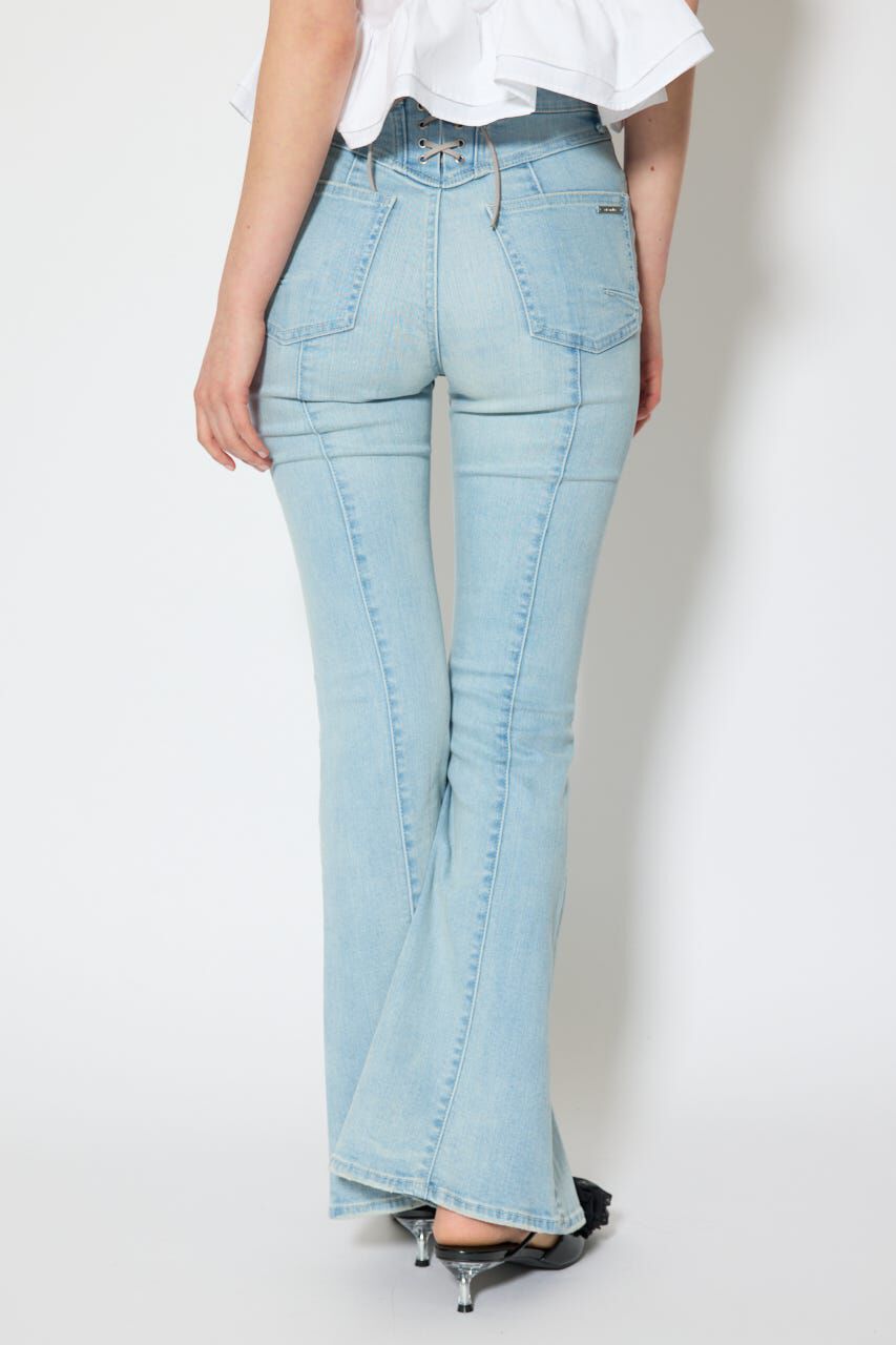 rienda「レースアップハイウエストデニムパンツ」|デニム|