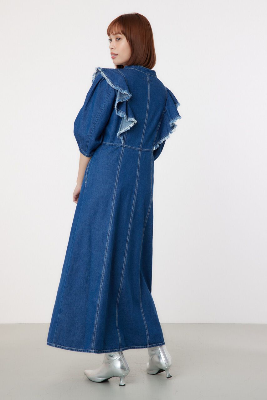 RODEO CROWNS「フリルデザインデニムロングワンピース」|ワンピース|