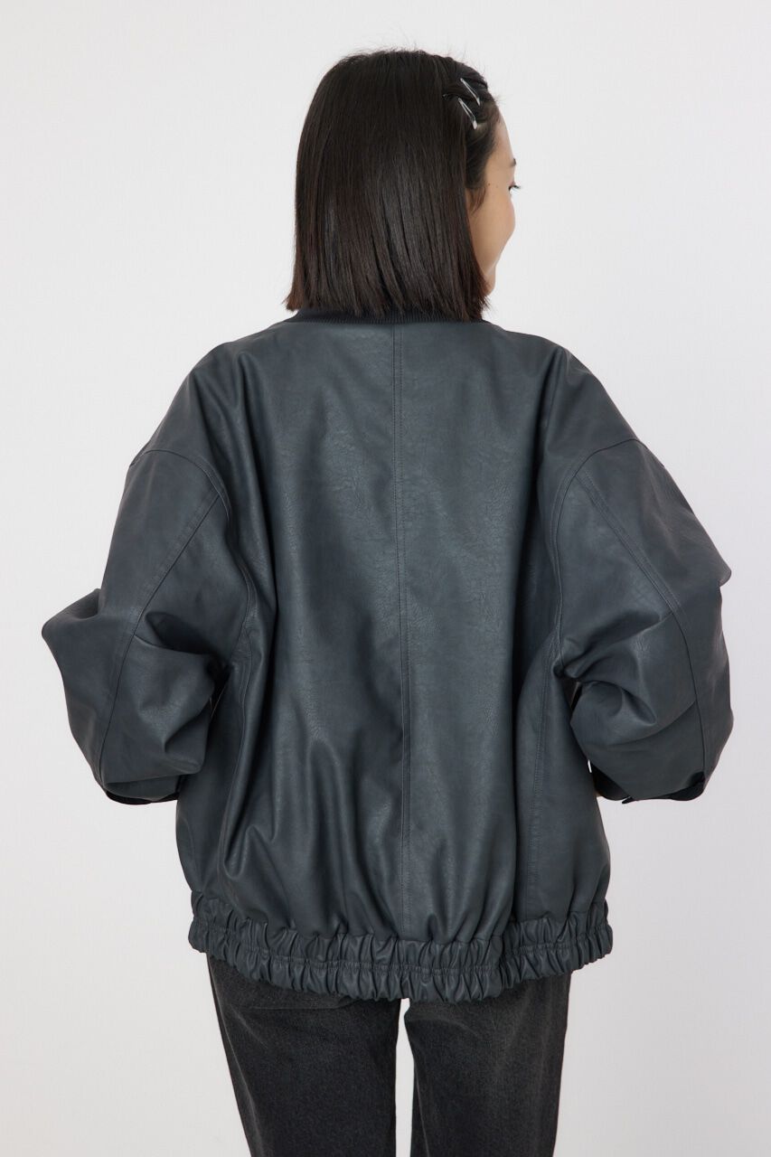 RODEO CROWNS「ヴィンテージFレザーハイネックリブブルゾン」|ブルゾン・スタジャン|