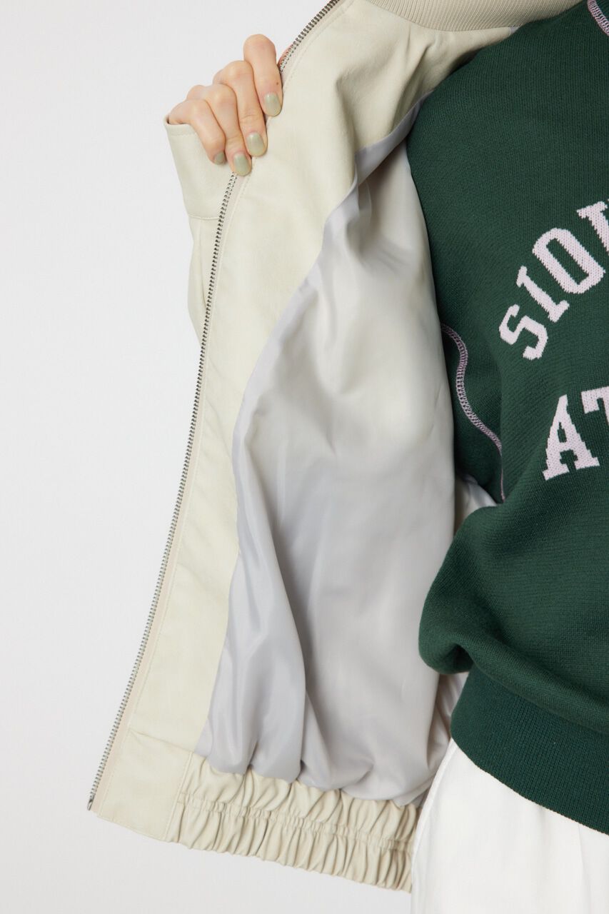 RODEO CROWNS「ヴィンテージFレザーハイネックリブブルゾン」|ブルゾン・スタジャン|