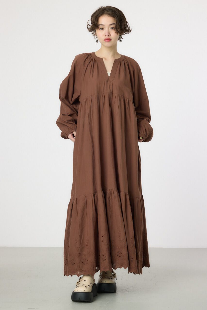 RODEO CROWNS「コットンレーススカラップワンピース」|ワンピース|BRN