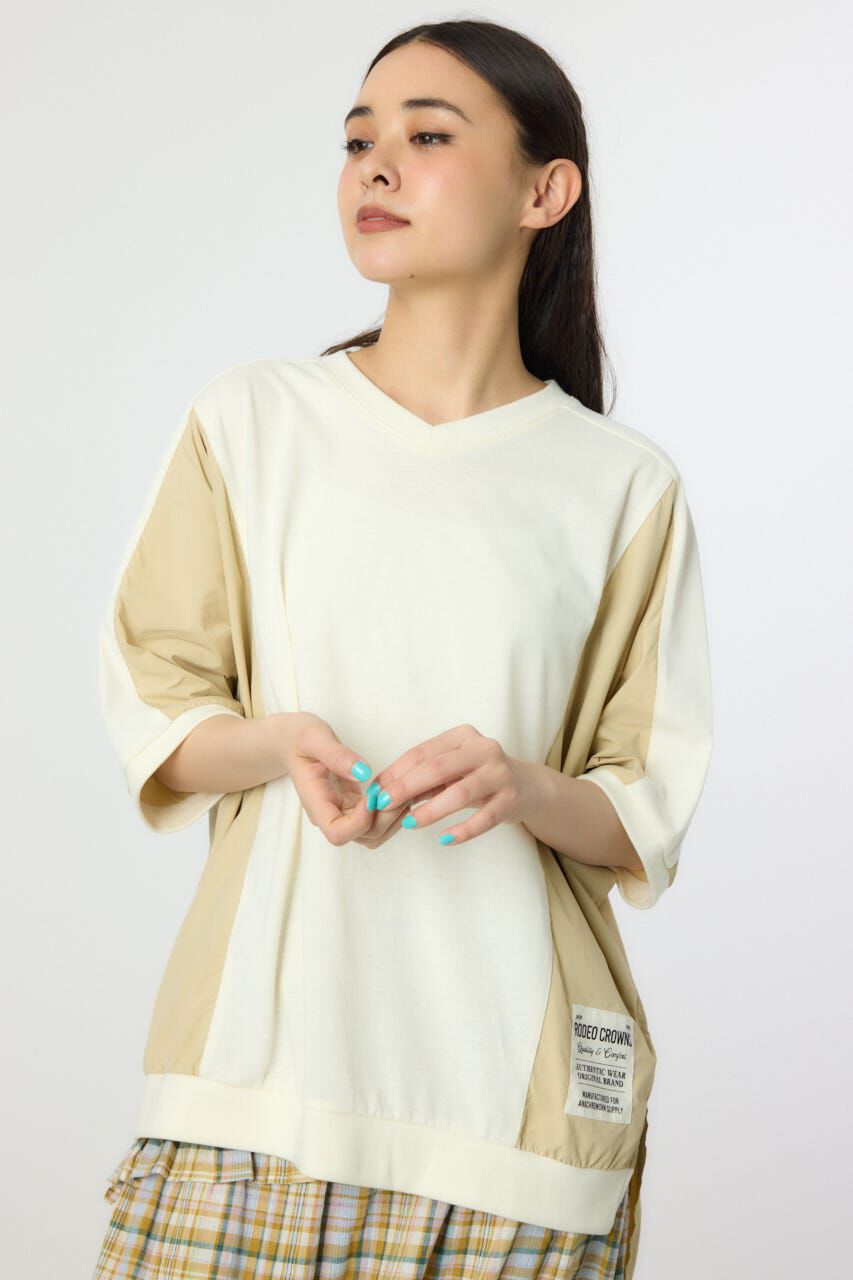 RODEO CROWNS「ドッキング切替ドルマントップス」|Tシャツ・カットソー|O/WHT1