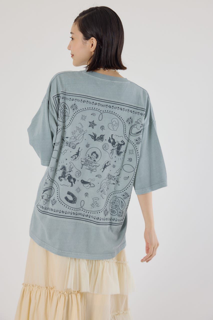 RODEO CROWNS「バンダナピグメントTシャツ」|Tシャツ・カットソー|L/BLU1