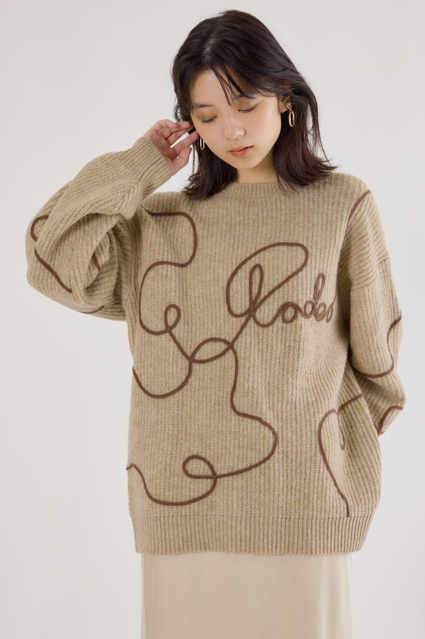 RODEO CROWNS「Embroideryラインロゴニットトップス」|ニット・セーター|BEG