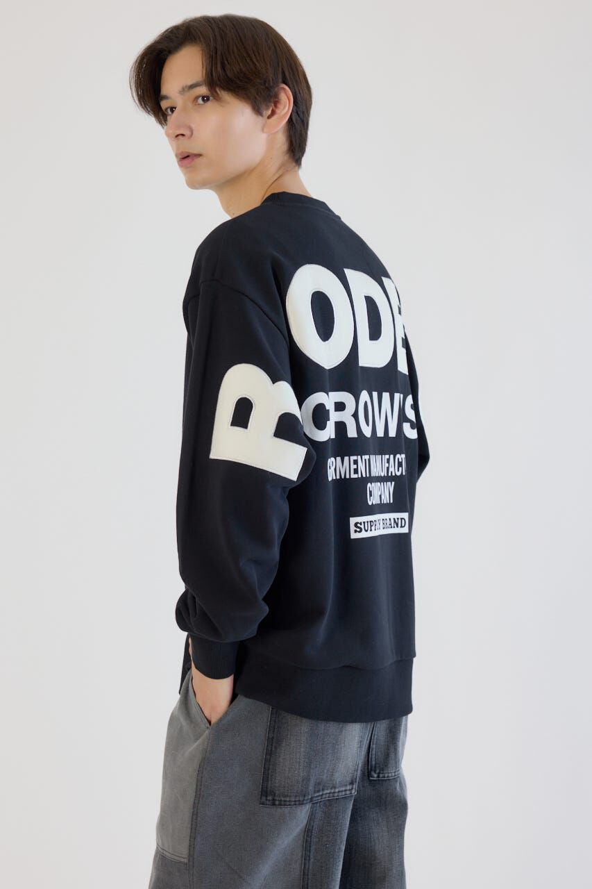 RODEO CROWNS「メンズフェイクレザーパッチスウェット」|パーカー|