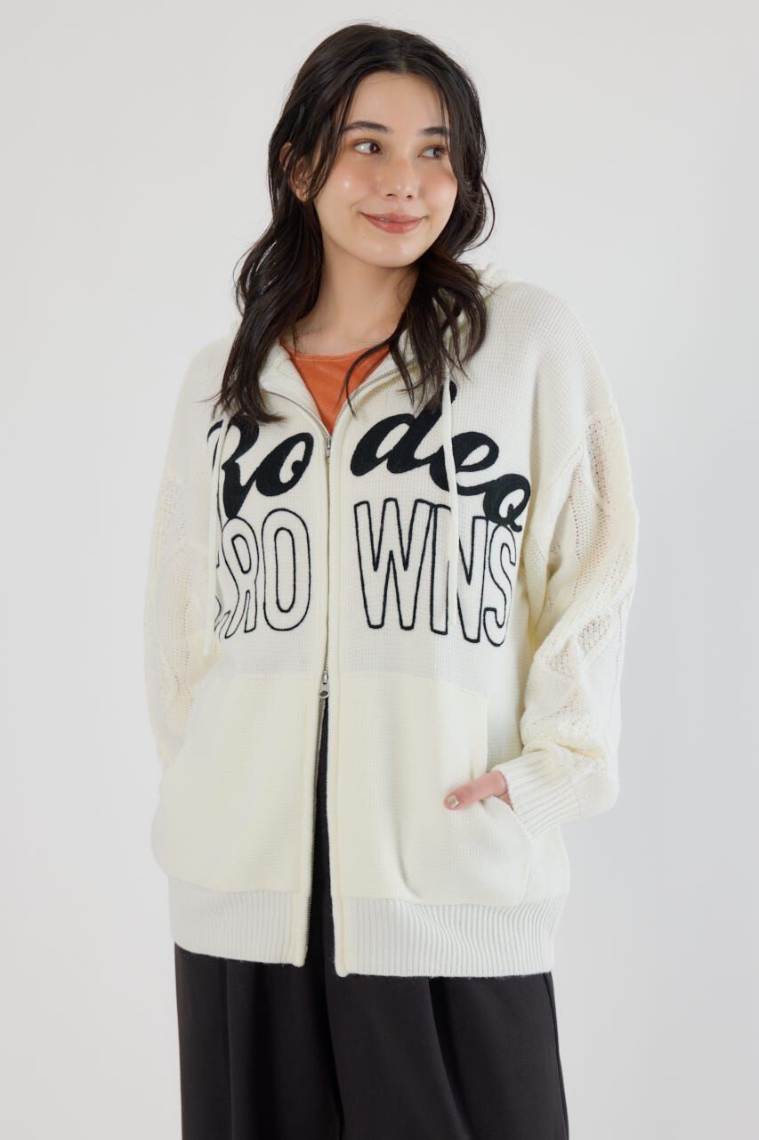 RODEO CROWNS「ロゴケーブルニットジップフーディー」|パーカー|