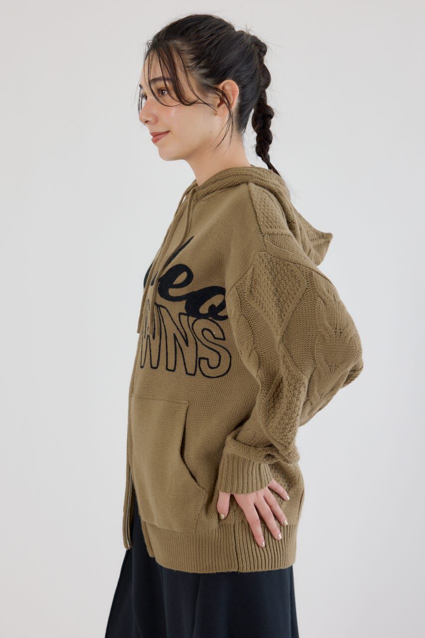 RODEO CROWNS「ロゴケーブルニットジップフーディー」|パーカー|