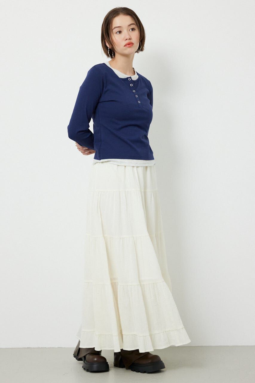 RODEO CROWNS「フェイクレイヤードヘンリーネックトップス」|Tシャツ・カットソー|