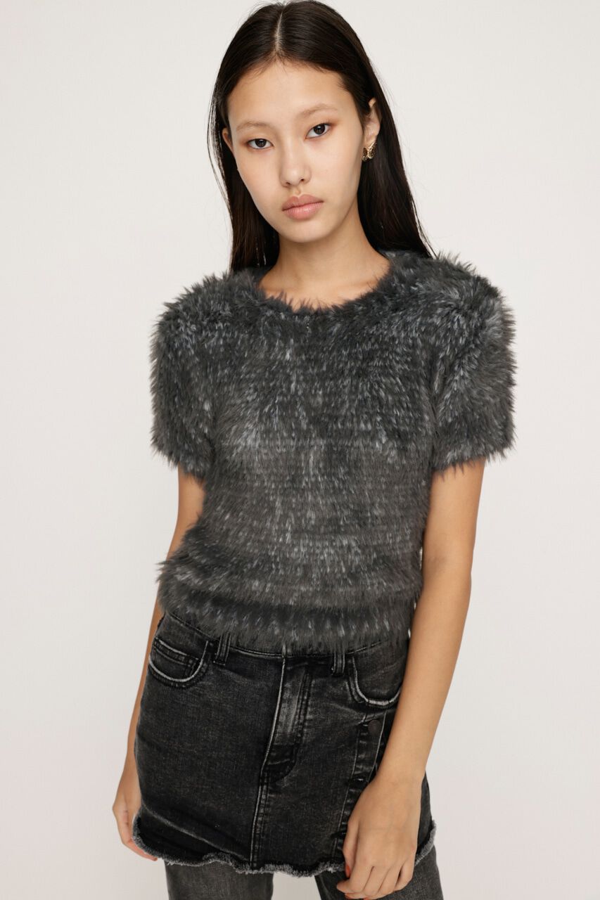 SLY「MIX SHAGGY TINY Tシャツ」|ニット・セーター|M/BLK7