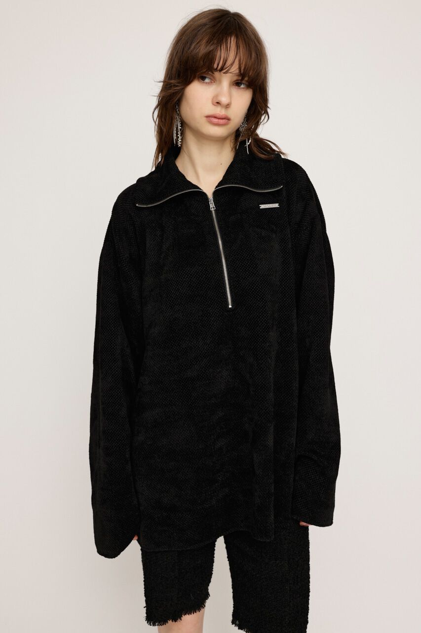 SLY「MOLE HALF ZIP STAND チュニック」|Tシャツ・カットソー|BLK