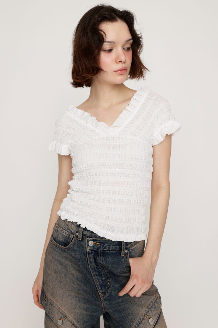 SLY「SHEER SHIRRING BUSTIER トップス」|その他|IVOY3