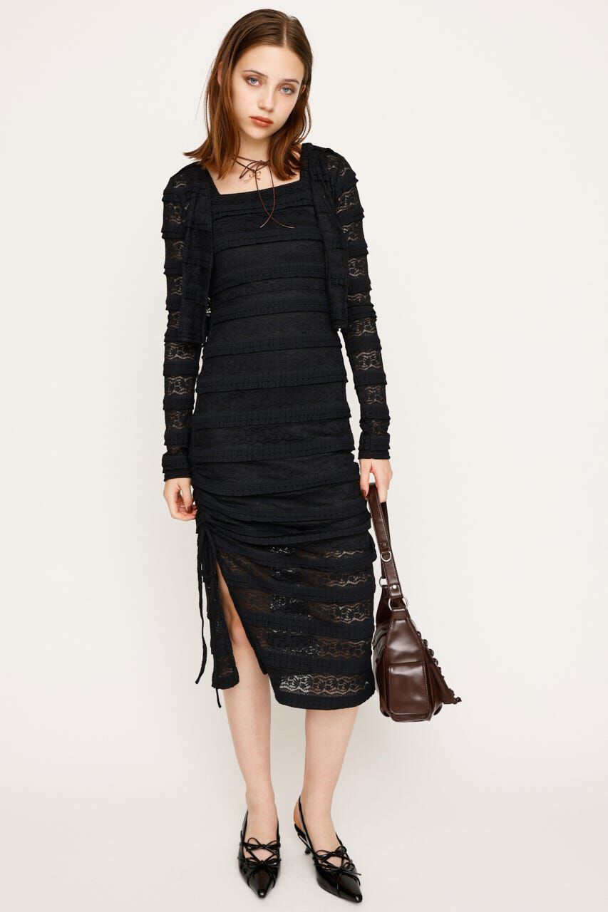 SLY「FRONT BUTTON LACE 2P ロングワンピース」|ワンピース|