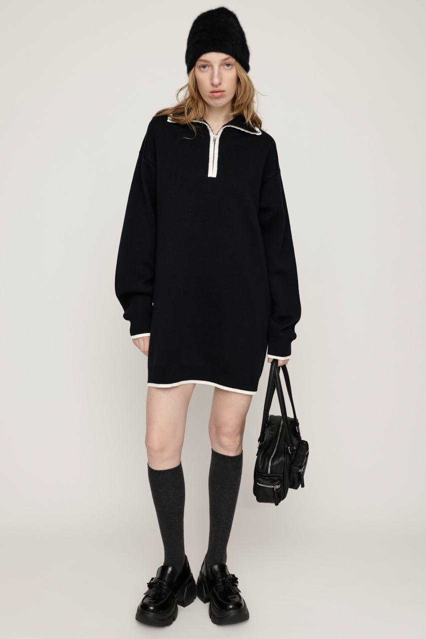 SLY「HALF ZIP HN KNIT ショートワンピース」|ワンピース|