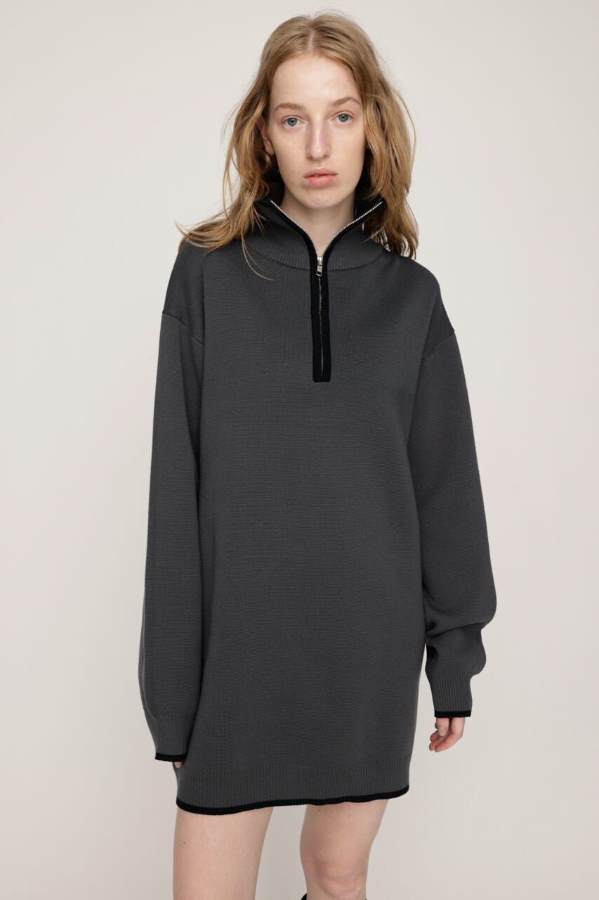 SLY「HALF ZIP HN KNIT ショートワンピース」|ワンピース|GRY