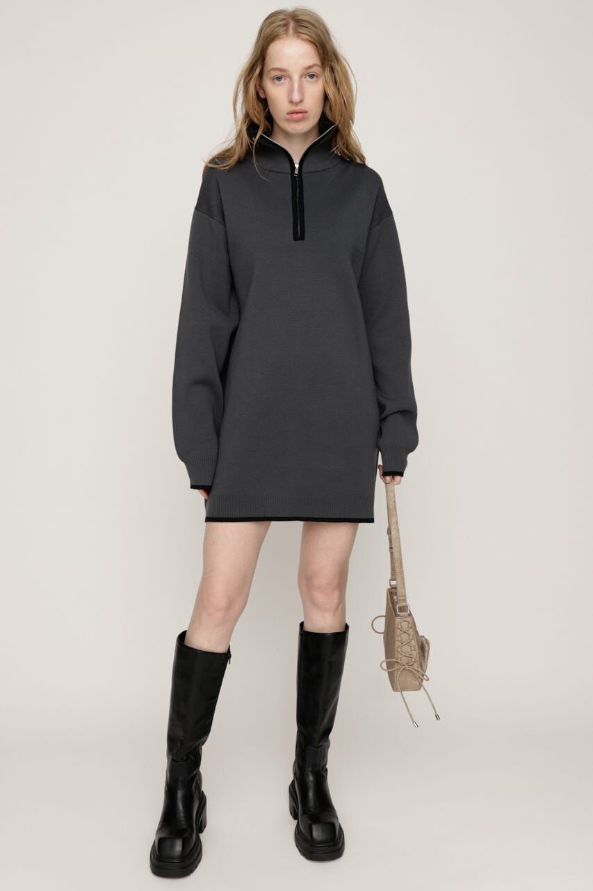 SLY「HALF ZIP HN KNIT ショートワンピース」|ワンピース|