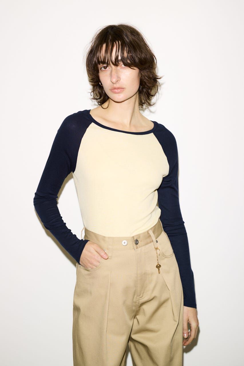 SLY「FINE TOUCH RAGLAN L／S トップス」|Tシャツ・カットソー|NVY