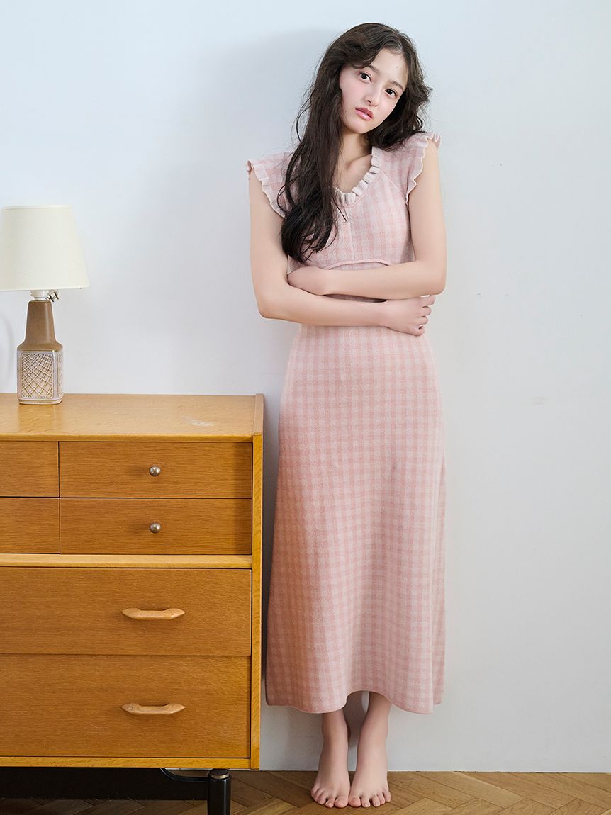 SNIDEL HOME「ギンガムフリルニットワンピース」|ルームウェア|LPNK