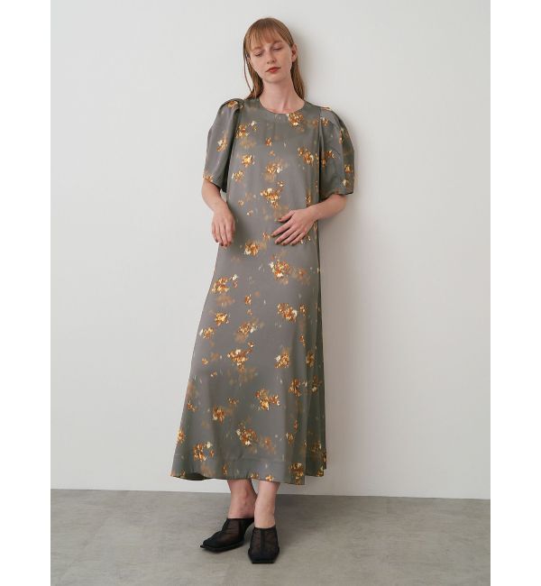 ELENDEEK「BLUR FLOWER PRINT OP」|ワンピース|グレー