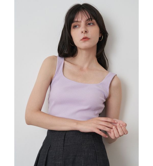 ELENDEEK「SQUARE NECK PAD TANK」|タンクトップ|パープル