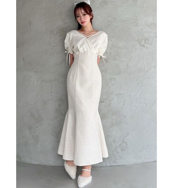 RESEXXY「カシュクールツイードマーメイドワンピース」|ワンピース|