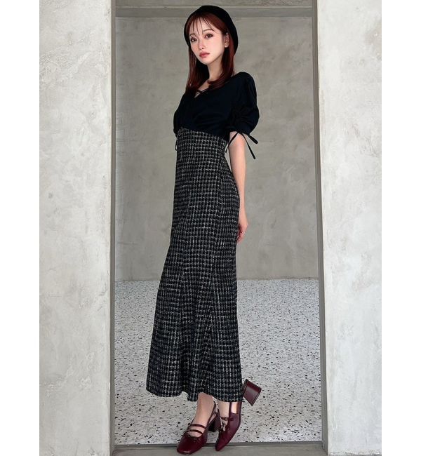 RESEXXY「カシュクールツイードマーメイドワンピース」|ワンピース|