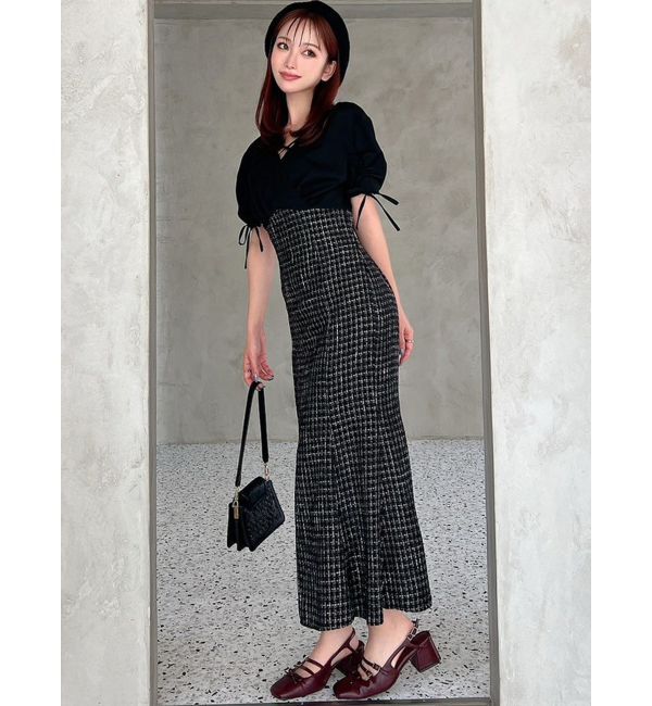 RESEXXY「カシュクールツイードマーメイドワンピース」|ワンピース|