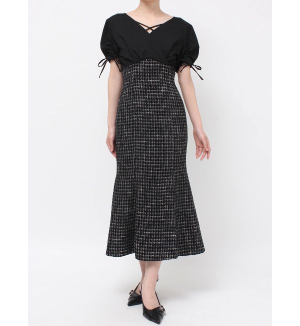 RESEXXY「カシュクールツイードマーメイドワンピース」|ワンピース|