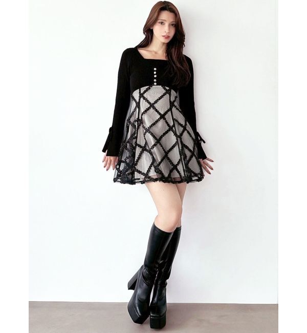 RESEXXY「ドッキングフレアミニニットワンピース【完売カラーは品番：1526103220で販売中】」|ワンピース|