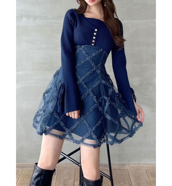 RESEXXY「ドッキングフレアミニニットワンピース【完売カラーは品番：1526103220で販売中】」|ワンピース|