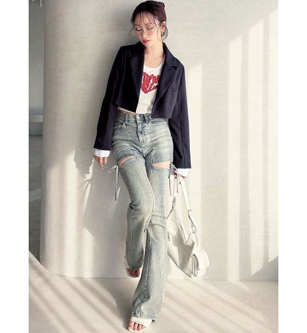 RESEXXY「【追加生産分】カットアウトリボンデニムパンツ」|デニム|