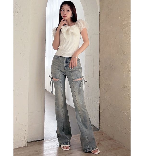 RESEXXY「【追加生産分】カットアウトリボンデニムパンツ」|デニム|