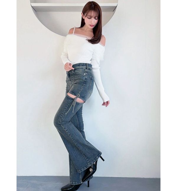 RESEXXY「【追加生産分】カットアウトリボンデニムパンツ」|デニム|