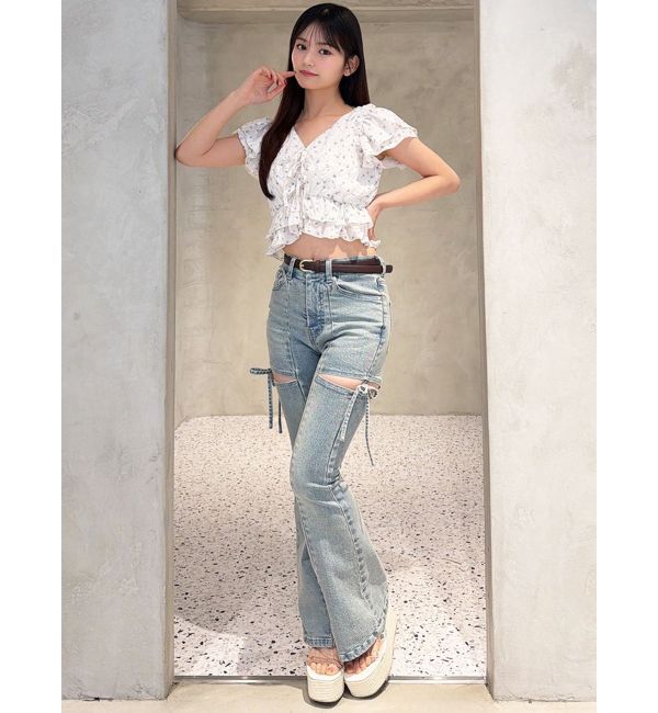 RESEXXY「【追加生産分】カットアウトリボンデニムパンツ」|デニム|