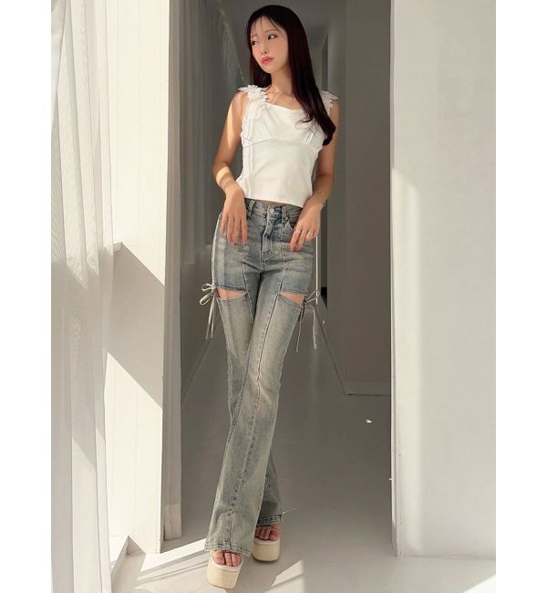 RESEXXY「【追加生産分】カットアウトリボンデニムパンツ」|デニム|