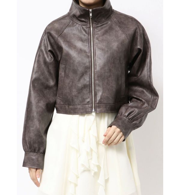 MERCURYDUO「フェイクレザークロップドブルゾン」|ブルゾン・スタジャン|